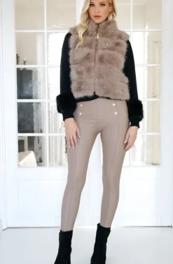 Mixed Brands - Short Vest Faux Fur 40789 - Taupe