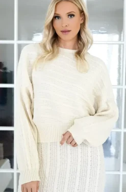 Mixed Brands - Skirt and Sweater Set Cable Knitted - Beige