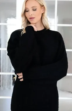 Mixed Brands - Skirt and Sweater Set Cable Knitted - Black