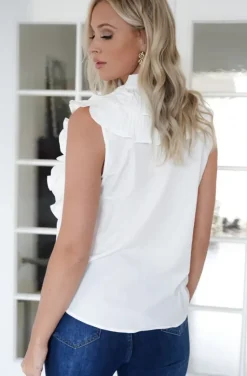 Mixed Brands - Sleeveless Ruffle Shirt 96623363 - White