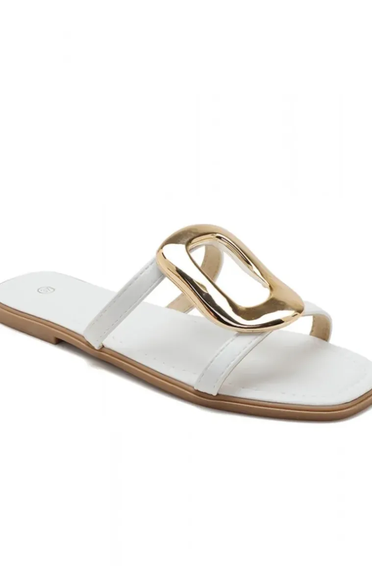 Mixed Brands - Sliders with buckle SS-283 - White
