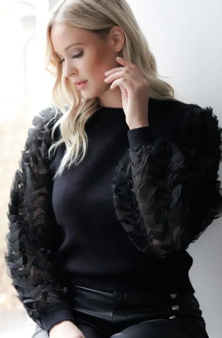 Mixed Brands - Sweater with gorgeous sleeves 9008 - Black