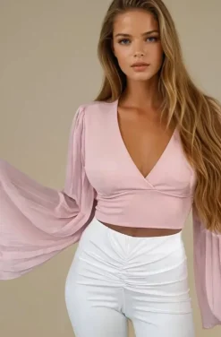 Mixed Brands - Top with chiffon sleeve 2468 - Pink