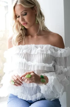 Mixed Brands - Top with Frills 12036 - White