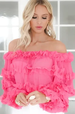Mixed Brands - Top with Frills 12036 - Raspberry