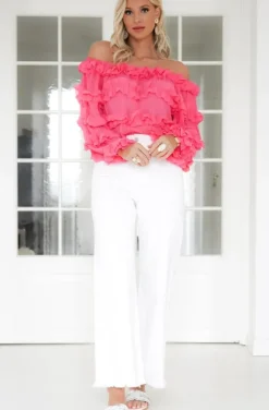 Mixed Brands - Top with Frills 12036 - Raspberry