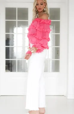 Mixed Brands - Top with Frills 12036 - Raspberry