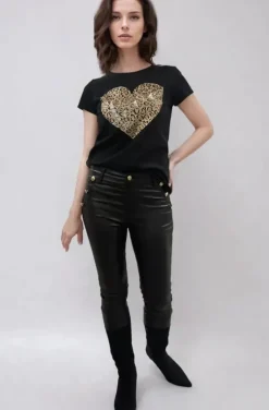 Mixed Brands - Tshirt Leo Love Heart 5223 - Black