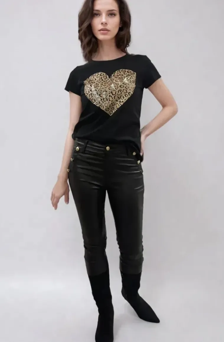 Mixed Brands - Tshirt Leo Love Heart 5223 - Black