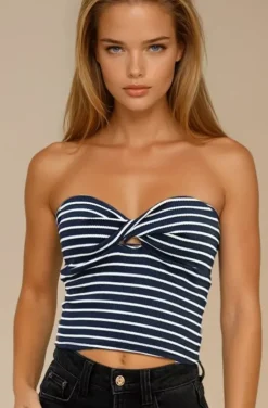 Mixed Brands - Tube top 9576 - Striped Marine