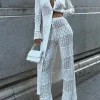 Mixed Brands - Two piece Knit set Pant and Kimono 12411 - Ecru