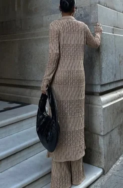 Mixed Brands - Two piece Knit set Pant and Kimono 12411 - Beige