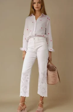 Mixed Brands - White lace detail jeans H3545