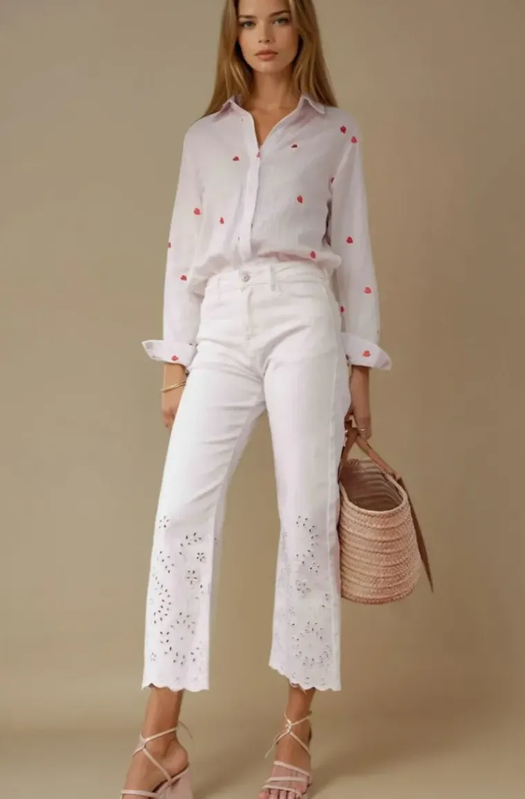 Mixed Brands - White lace detail jeans H3545