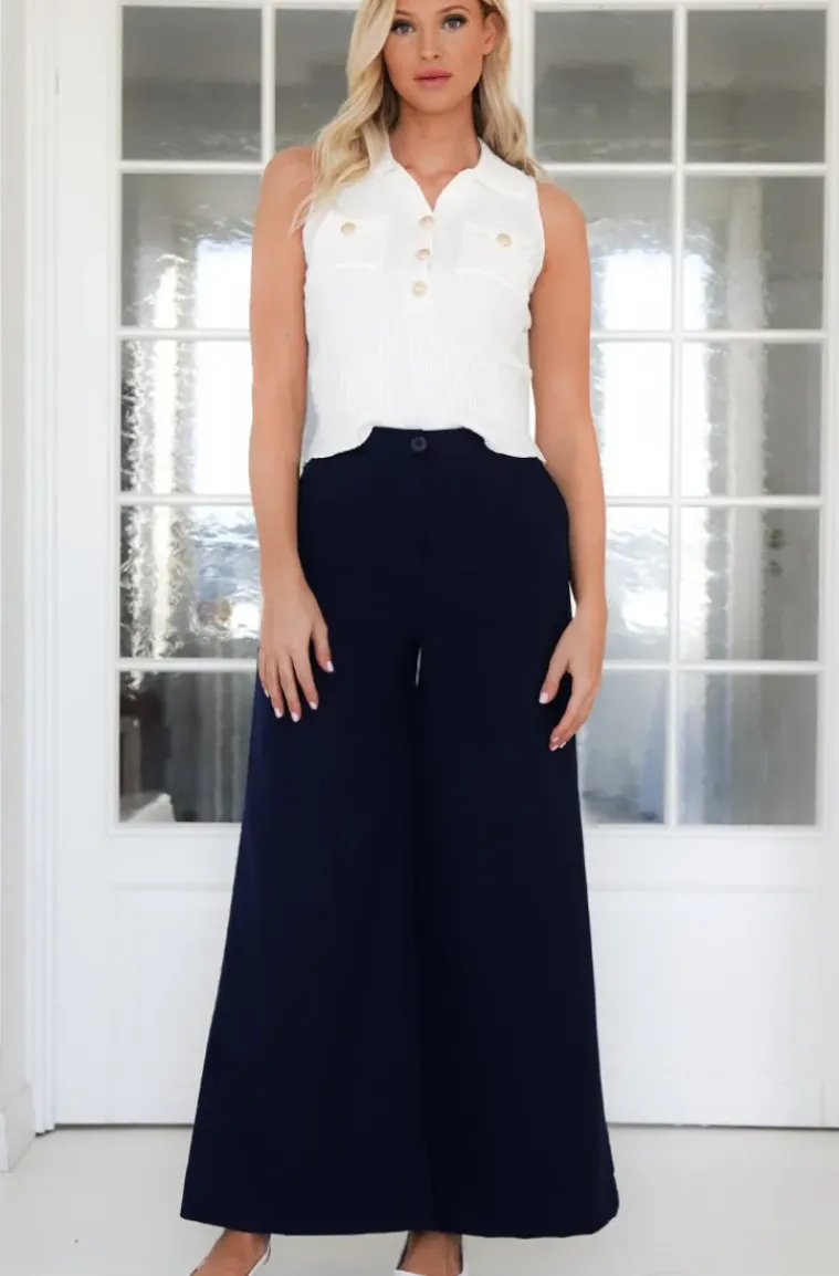 Mixed Brands - Wide Leg Palazzo Trousers 13293 - Navy