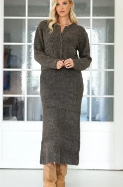 Norr - Filine Knit Skirt - Dark Brown