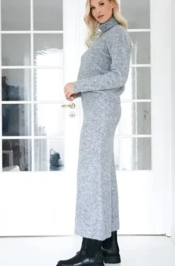 NORR - Filine Knit Skirt - Light Grey Melange