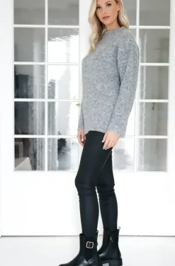 NORR - Filine Knit Top - Light Grey Melange