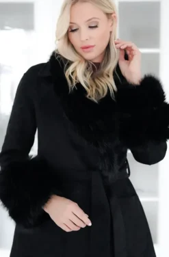 Plain Vanilla - Amazing coat with Faux fur Details - Black