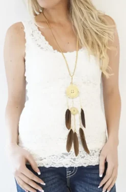 Plain Vanilla - Dreamcatcher Necklace - Gold Brown