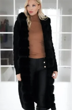 Plain Vanilla - Knitted Cardigan/Jacket with Faux Fur - Black