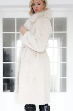 Plain Vanilla - Knitted Coat with Faux Fur - Winter White