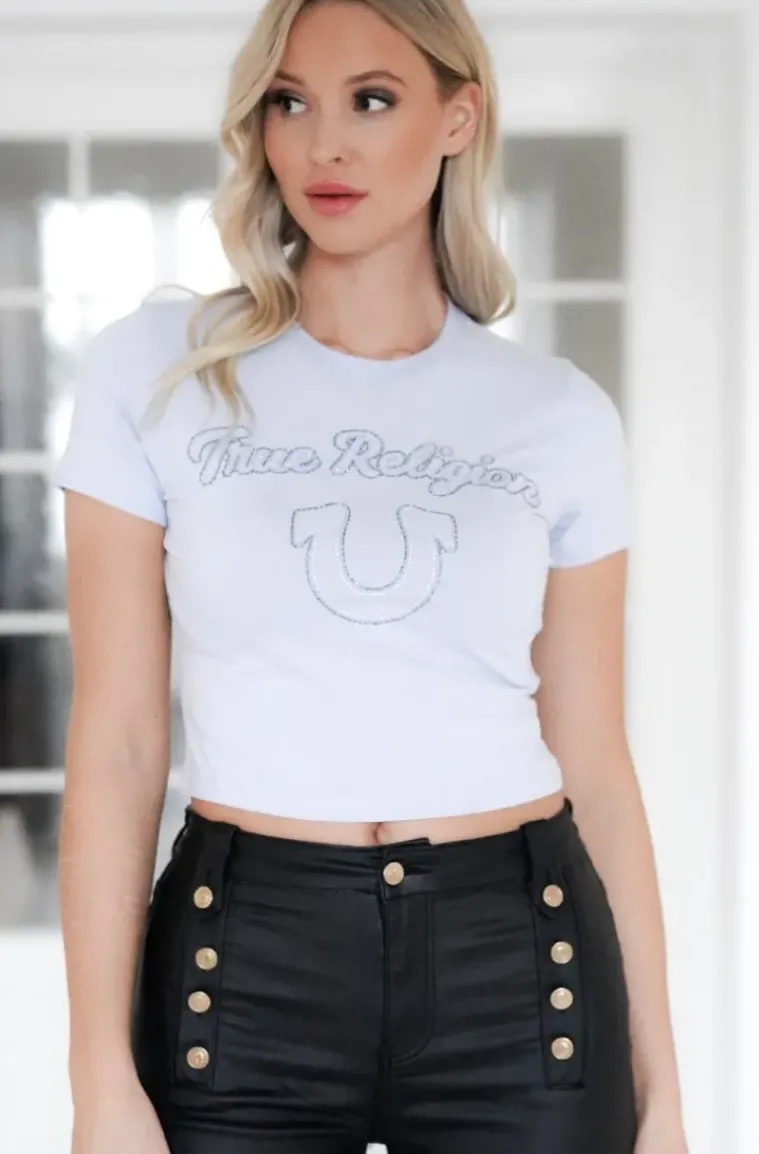 True Religion - Arched Logo Crew Neck Tee - Zen Blue