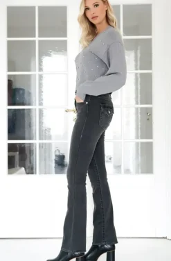 True Religion - Becca Mid Rise Bootcut Flap - Charcoal
