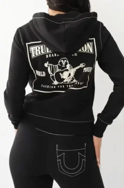 True Religion - Big T Classic Zip Hoodie Jet Black