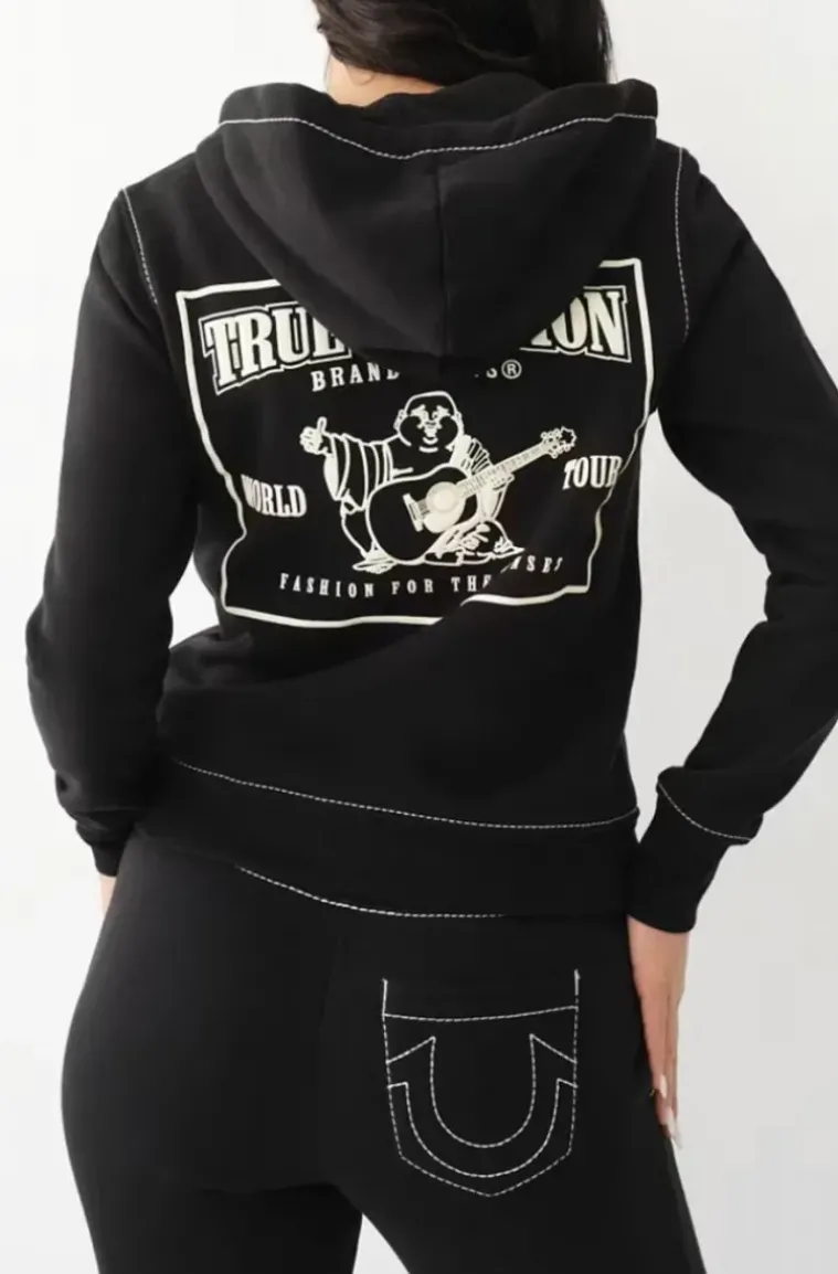 True Religion - Big T Classic Zip Hoodie Jet Black