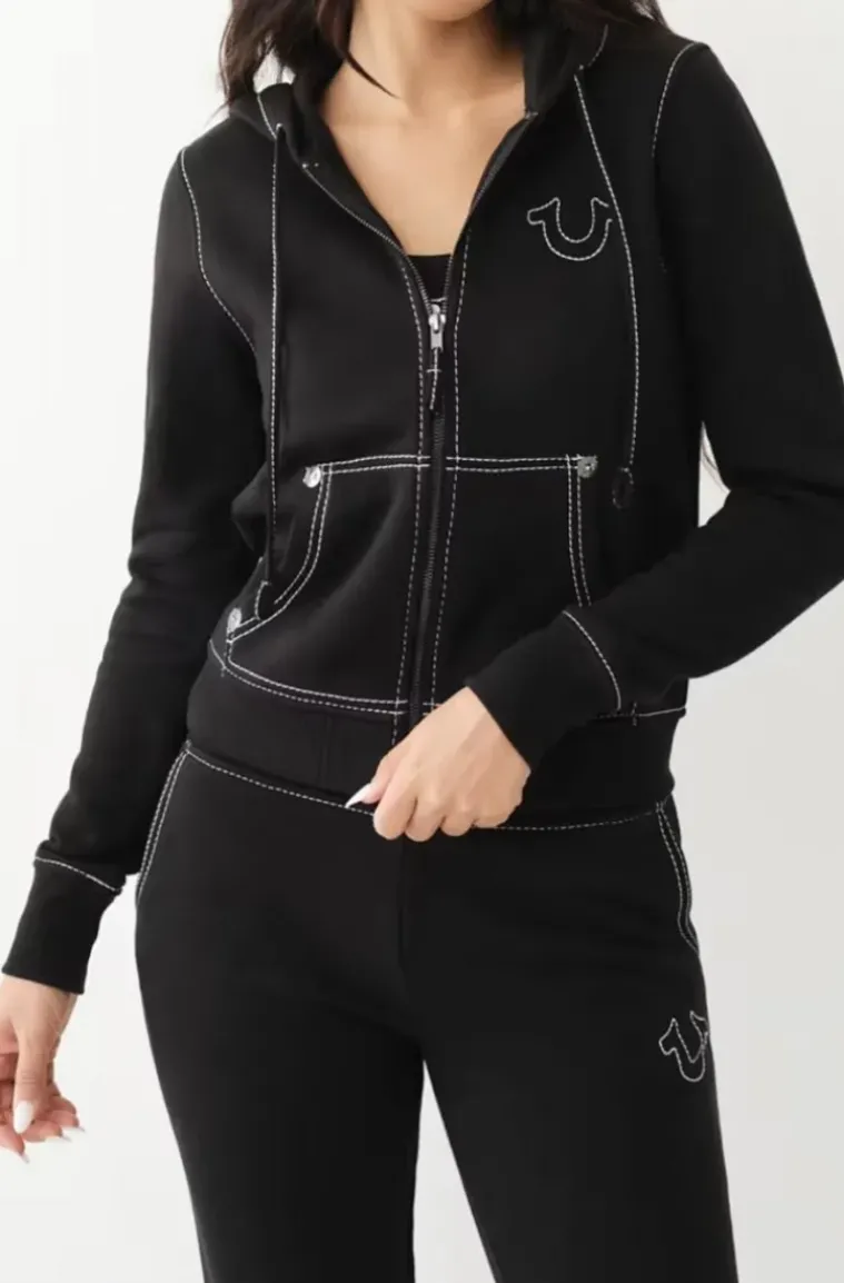 True Religion - Big T Classic Zip Hoodie Jet Black