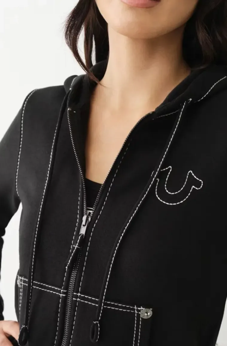 True Religion - Big T Classic Zip Hoodie Jet Black