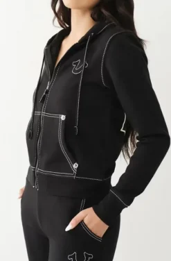 True Religion - Big T Classic Zip Hoodie Jet Black