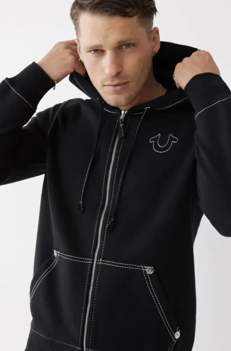 True Religion - Big T Zip Hoodie - Black