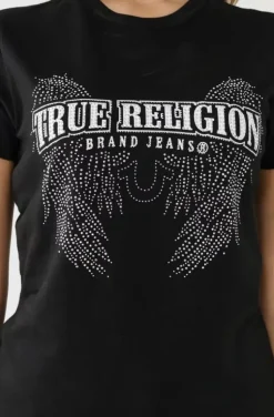 True Religion - Crystal Wing Crew Tee - Black