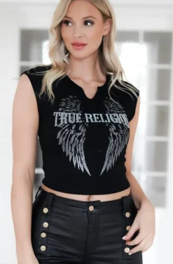 True Religion - Crystal Wing HS Crew Tee - Jet Black