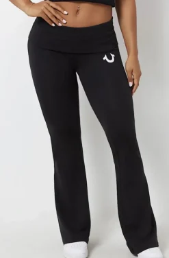 True Religion - Horseshoe Foldover Terry Pants - Jet black