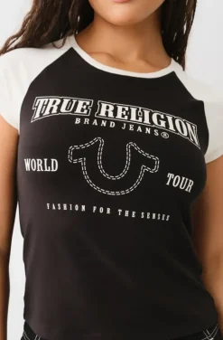 True Religion - Raglan Baby Tee - Black-white