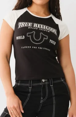 True Religion - Raglan Baby Tee - Black-white