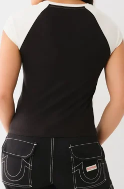 True Religion - Raglan Baby Tee - Black-white