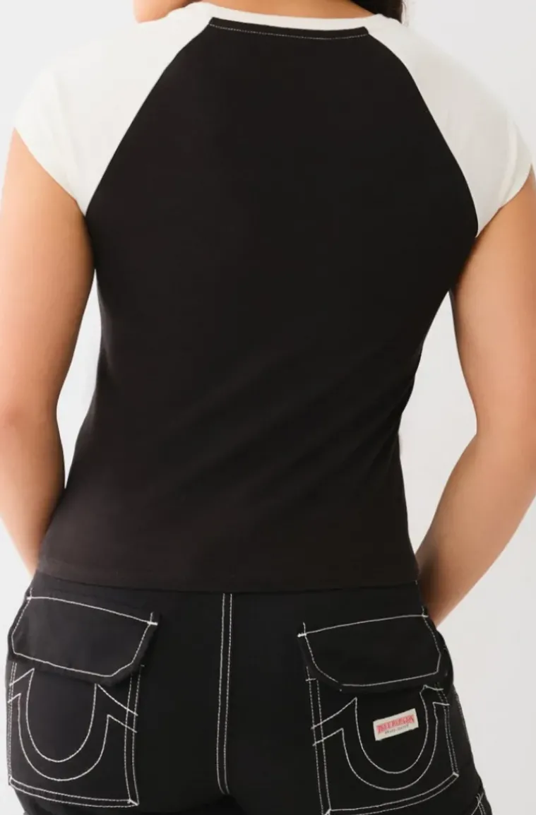 True Religion - Raglan Baby Tee - Black-white