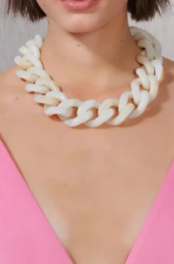 Vanessa Baroni - Big Flat chain necklace - Pearl Marble