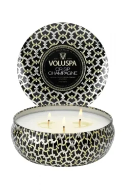 Voluspa - 3 Wick Tin Candle 40 tim Crisp Champagne