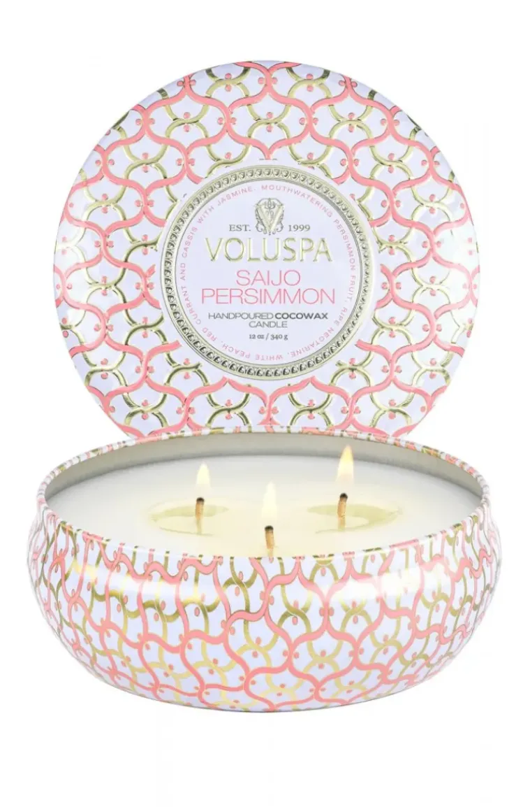 Voluspa - 3 Wick Tin Candle 40tim - Saijo Persimmon
