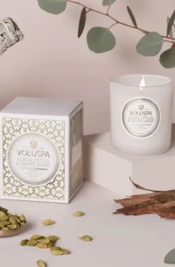Voluspa - Classic Boxed Candle 60tim - Eucalyptus & White Sage
