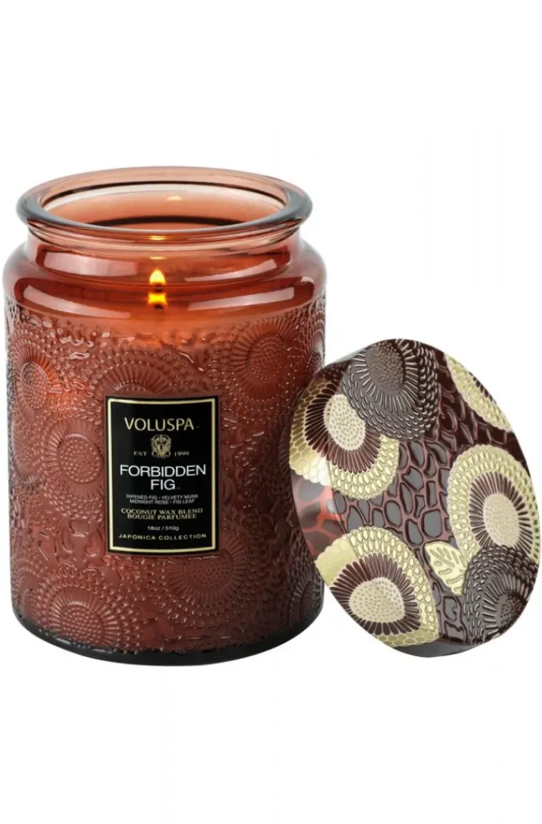 Voluspa - Forbidden Fig Large Glass Jar with Metallic Lid